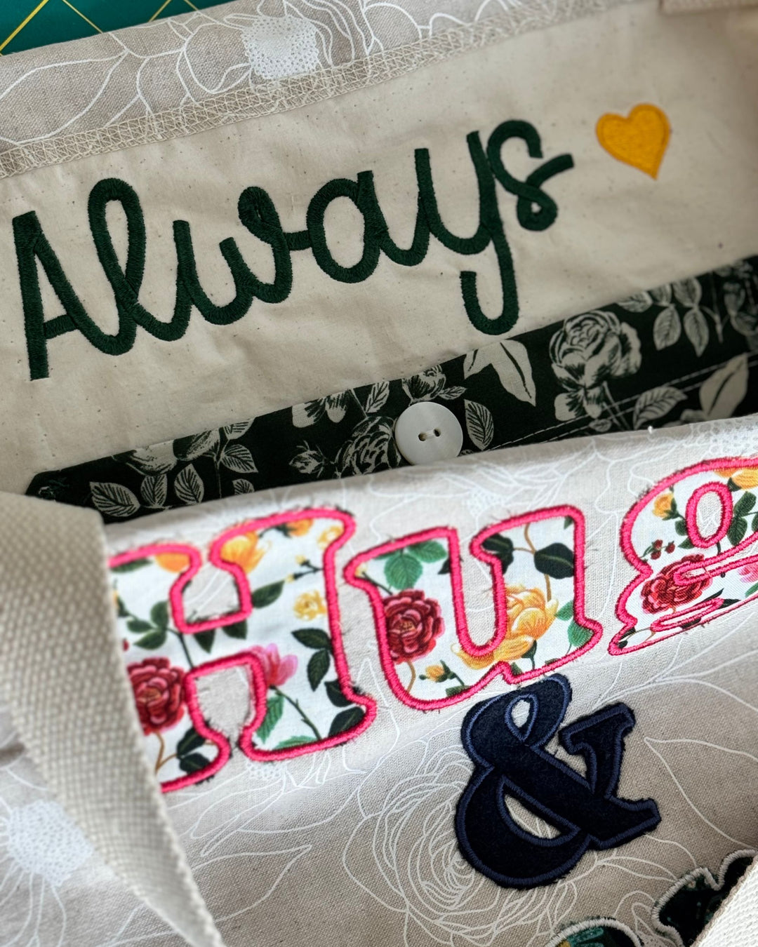 Hugs & Hearts Floral Tote