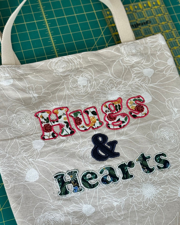 Hugs & Hearts Floral Tote